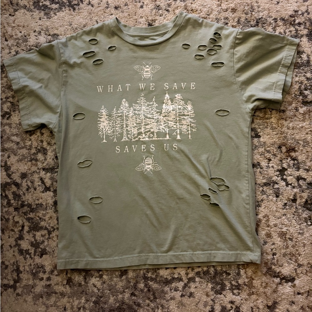 Green Kids T-Shirt with Nature Print